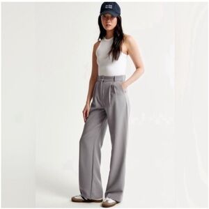 Abercrombie & Fitch Sloane Tailored Gray Wide Leg Pants